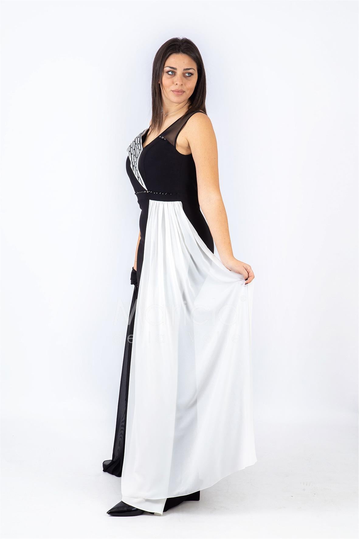 lungo bicol.lato strass PF601 NERO PAOLA FORTI 