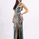 Abito a sirena in paiette FP883020 VERDE MARICLA ELEGANCE 