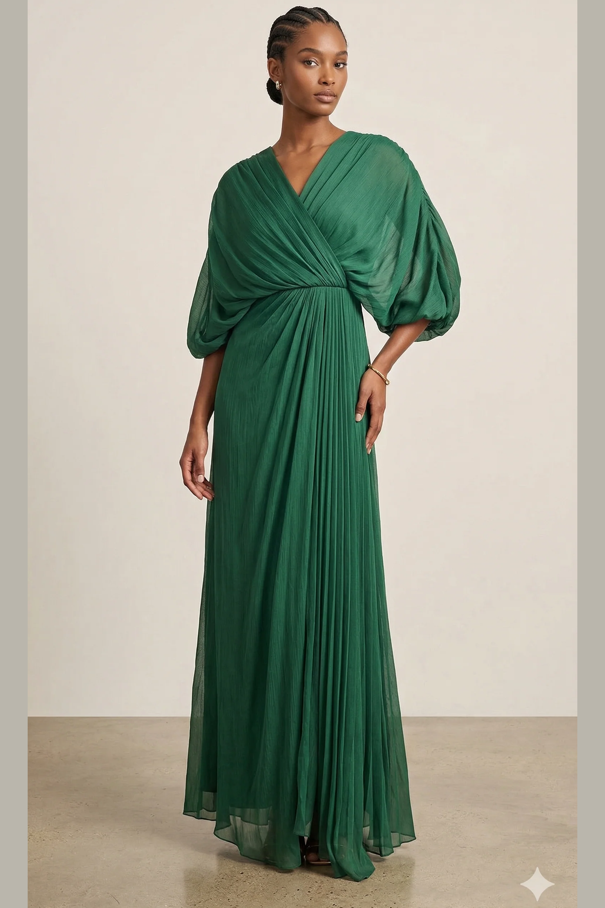 abito con plissè scollo CAR58574 VERDE MARICLA ELEGANCE 