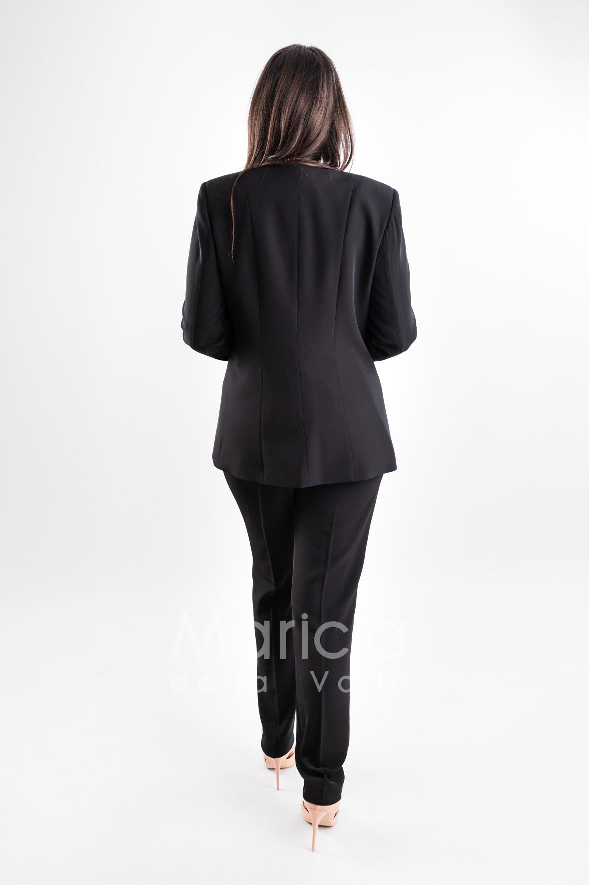 tailleur ricamo strass SH401 NERO SHARON 