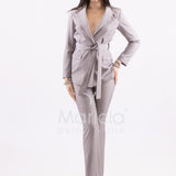 tailleur con cintura fiammato microstrass AD09233 GRIGIO MARICLA 