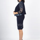 tubino con giacca ricamata PF6100 BLU PAOLA FORTI 