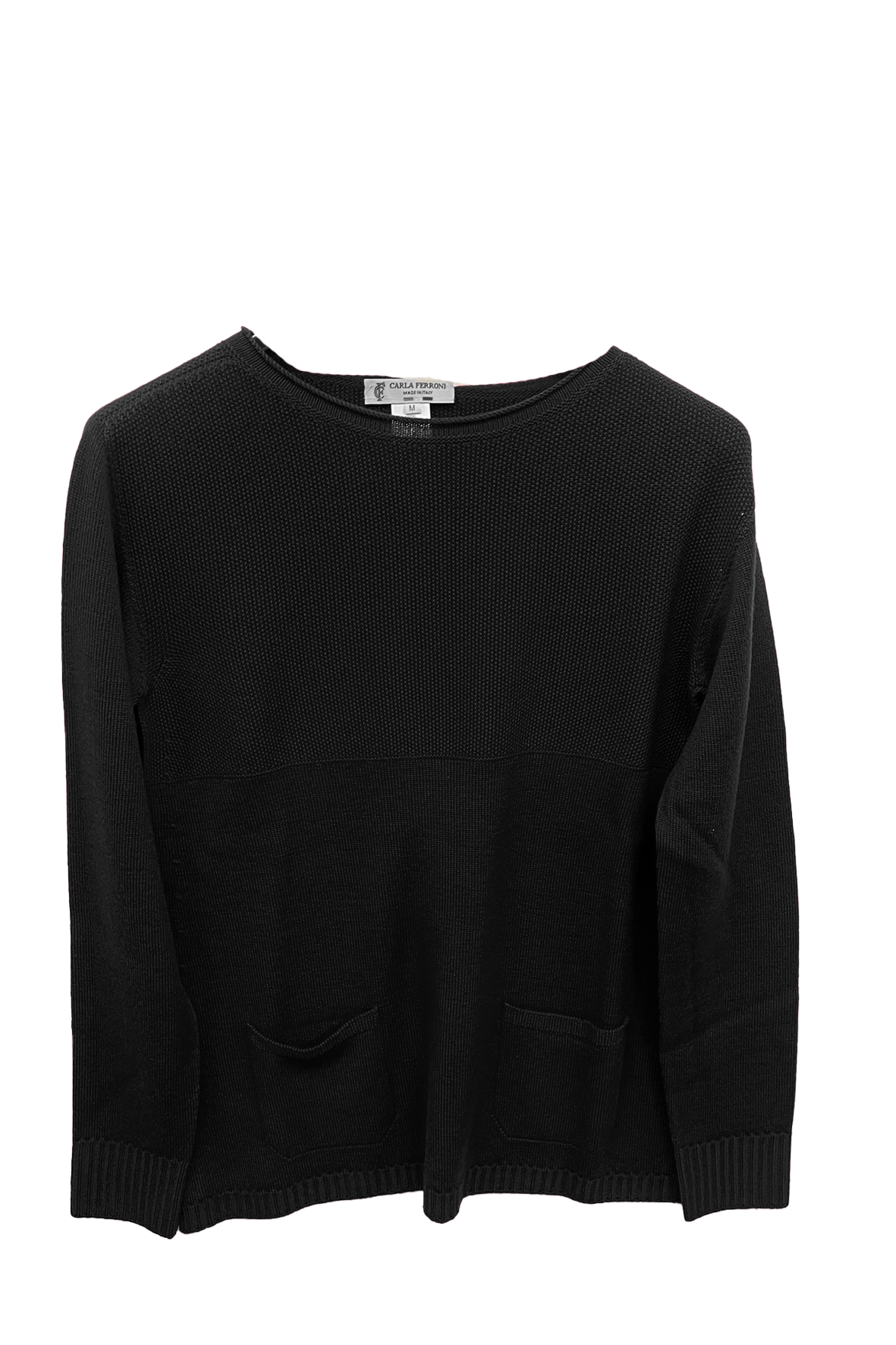 Maglia 100% lana nido d'ape CF4385 NERO CARLA FERRONI 