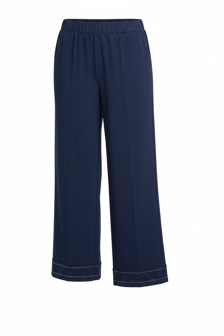 pantalone fluido con piegone strass FFTITTY BLU MARICLA 