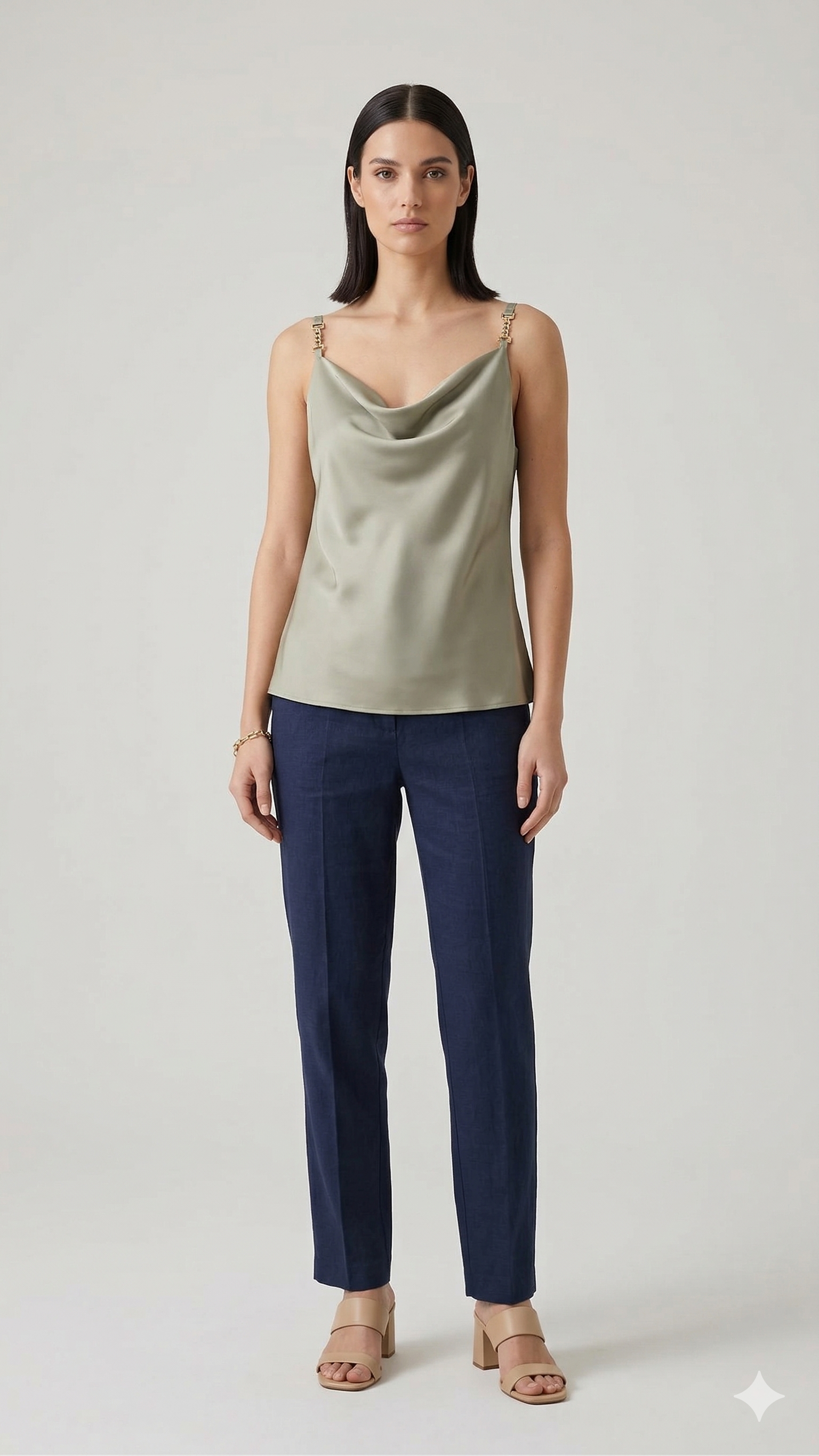 Top Fluido in Satin con bretelle a catena DB10939 ORIGANO MARICLA 