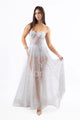 Abito lungo glitterato con bustier e coppe