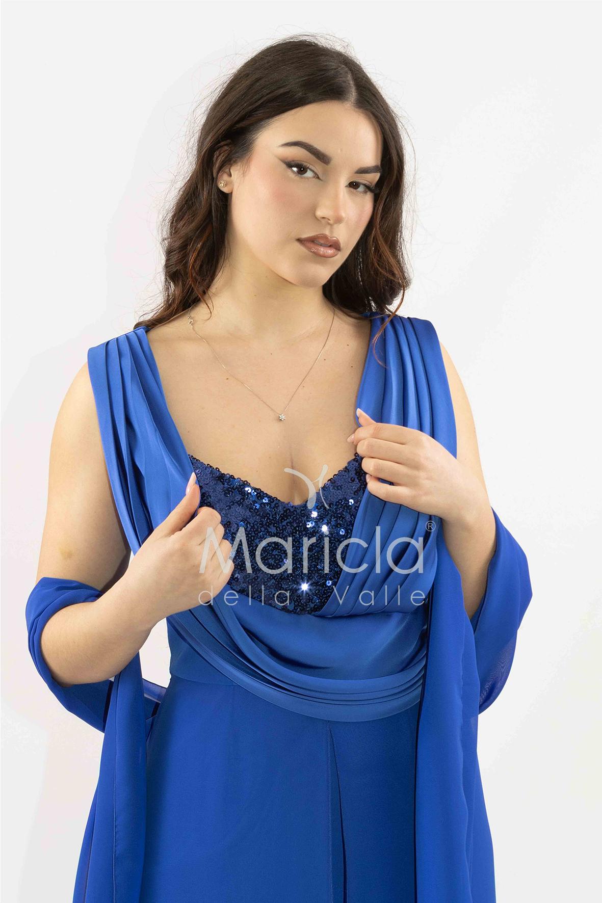 tuta con scollo paiette SH910TU ROYAL SHARON 