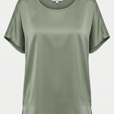 Blusa in Satin a Manica Corta tinta unita DB10886 ORIGANO MARICLA 