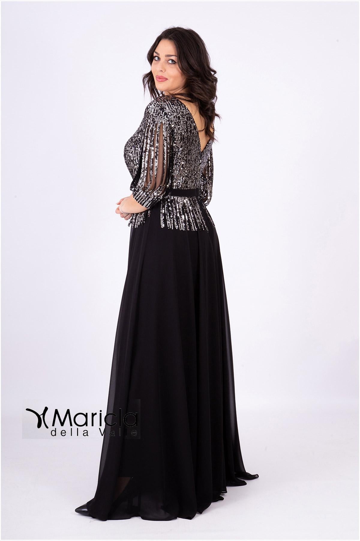 lungo con manica paiette JC34810 NERO MARICLA ELEGANCE 