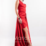 abito ricamato con gonnellone HC7277 ROSSO MARICLA ELEGANCE 