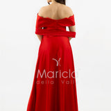 abito lungo scollo omerale strass SH827AL ROSSO SHARON 