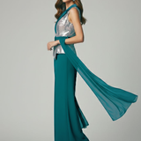 tuta con corpetto paiette fantasia LH108 PETROLIO LUDOVICA HASSLER 