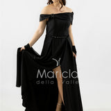 abito lungo scollo omerale strass SH827AL NERO SHARON 