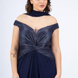 Abito con scollo a barca BB27726 BLU MARICLA ELEGANCE 