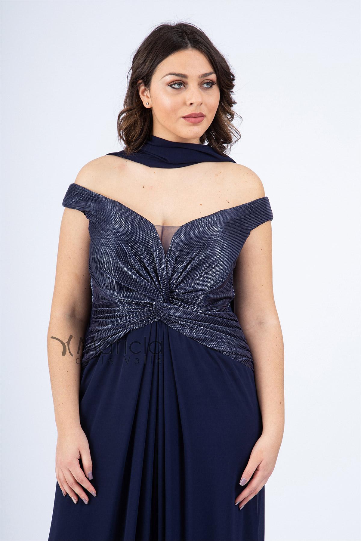 Abito con scollo a barca BB27726 BLU MARICLA ELEGANCE 