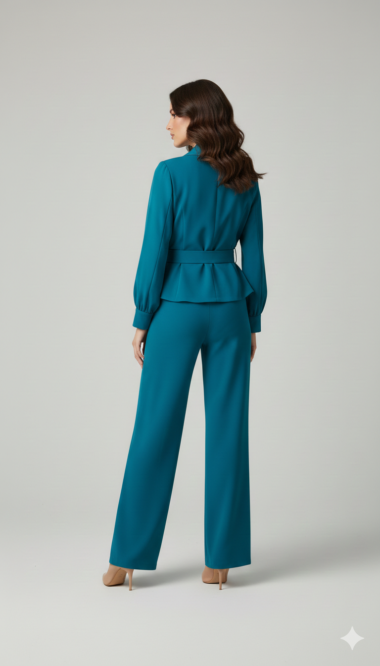 tuta smoking manica lunga PF120TU PETROLIO PAOLA FORTI 