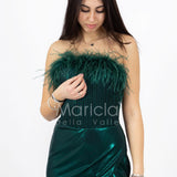 abito con corpetto piume INV2331 VERDE MARICLA ELEGANCE 