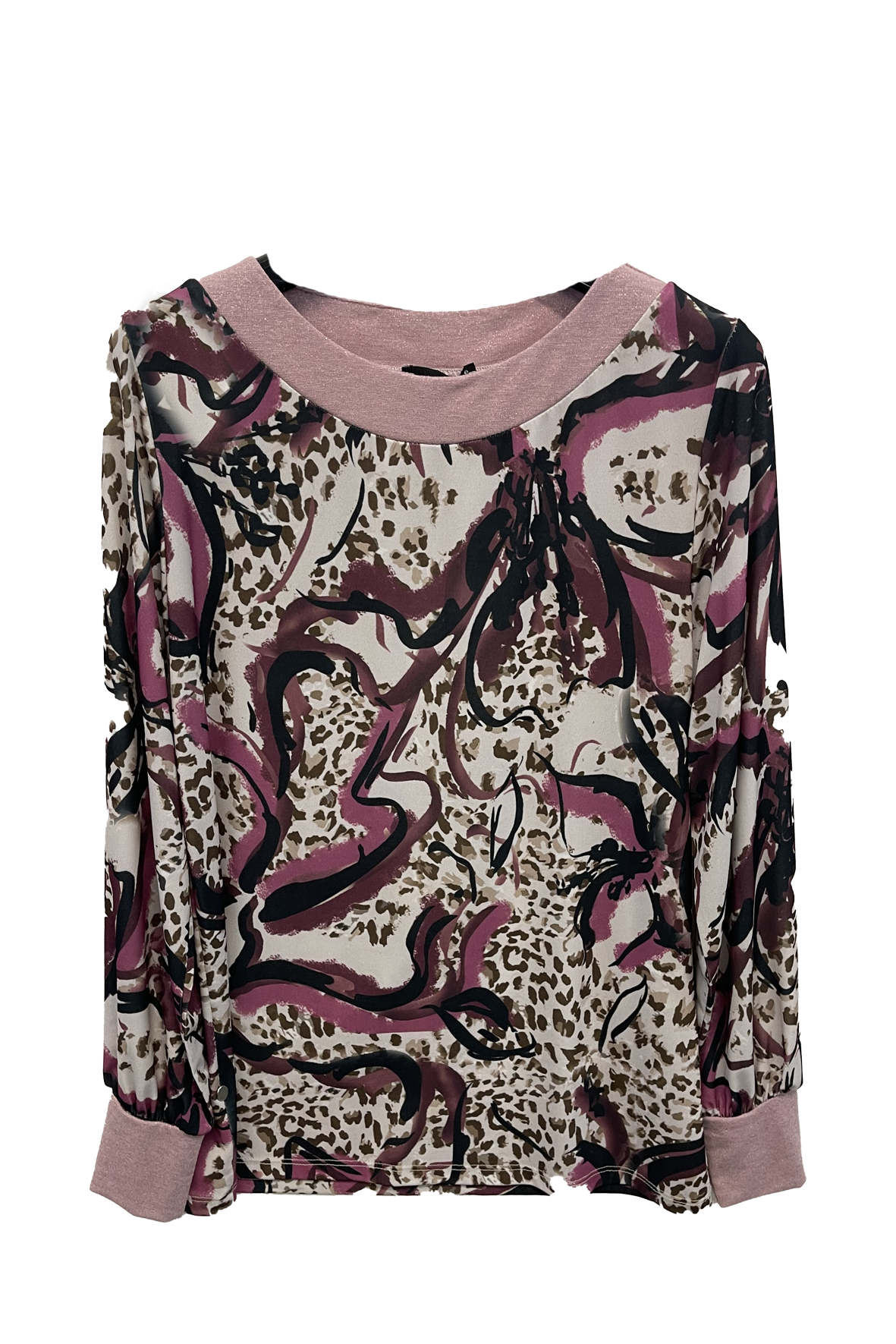 maglia fantasia con riporti glitter GR1444 AMARONE MARICLA 