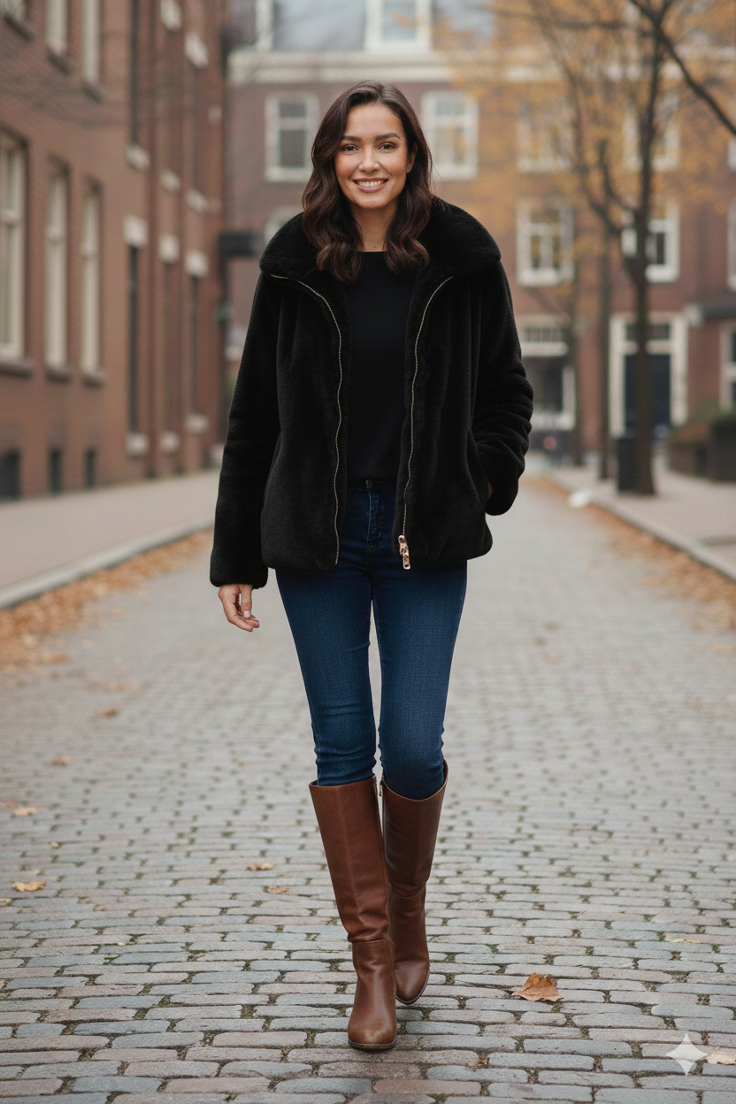 Cappotto in ecopelliccia reversibile IRMA NERO MARICLA 