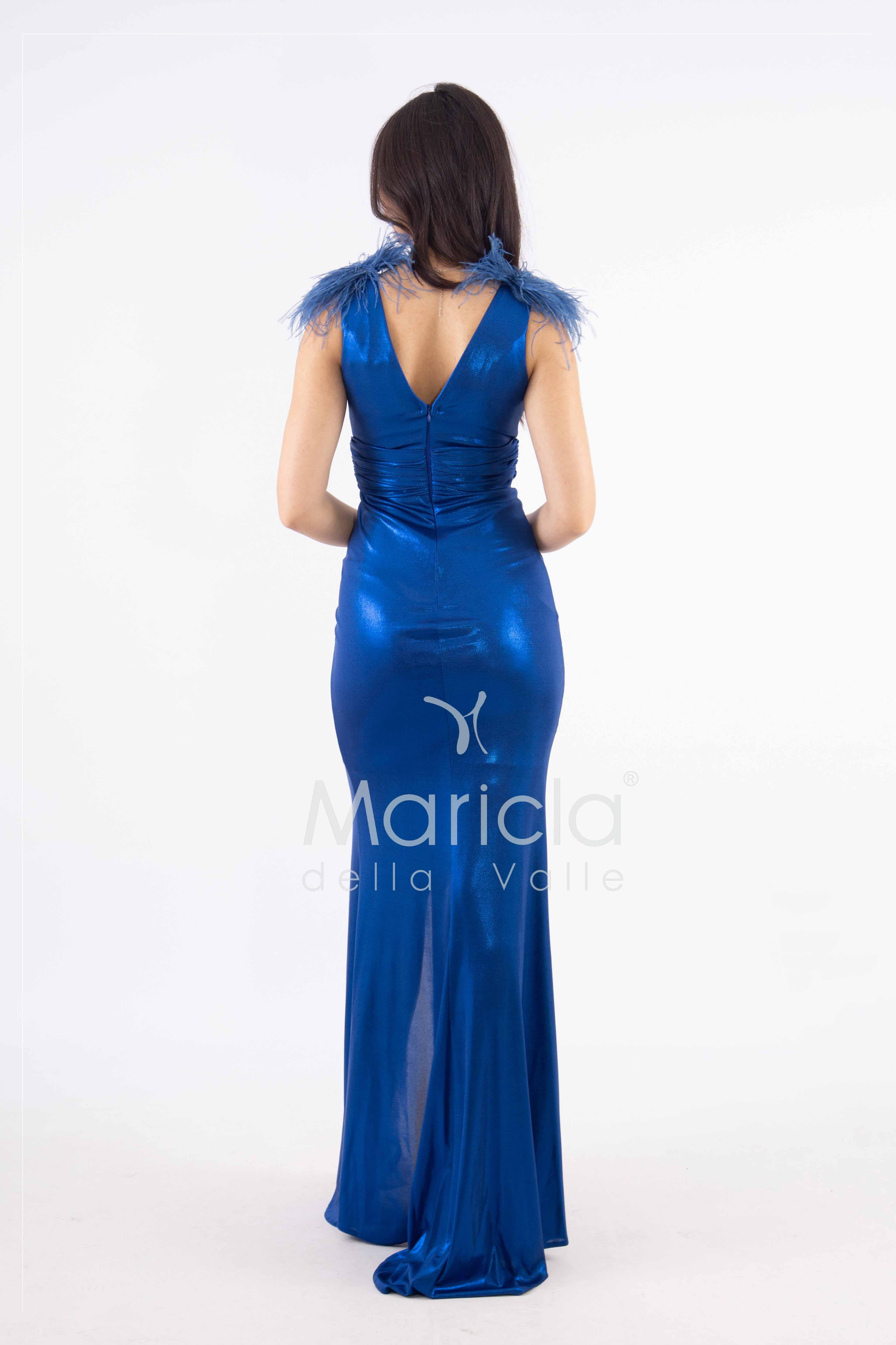 abito lungo effetto bagnato con piume HC5205 ROYAL MARICLA ELEGANCE 