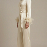 tuta smoking con piume manica AD11033 BURRO MARICLA 