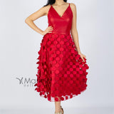 Abito midi con pois CR96530 ROSSO CARLA RUIZ 