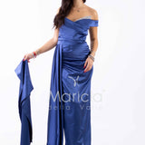 abito con strass scollo FI7443 BLU MARICLA ELEGANCE 