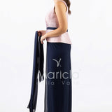 tuta con baschina e strass SH611 BLU SHARON 
