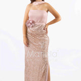 abito lungo strass e fiore DEG55853 RAME MARICLA ELEGANCE 