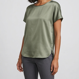 Blusa in Satin a Manica Corta tinta unita DB10886 ORIGANO MARICLA 