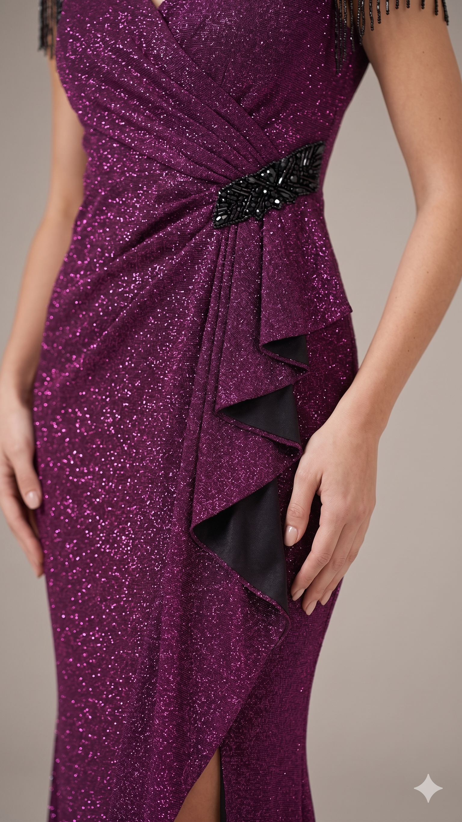 abito glitter fusciacca laterale FI7599 AMETISTA MARICLA ELEGANCE 