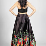 Gonnellone floreale con top in pizzo<BR/> BB27407 NERO MARICLA ELEGANCE 