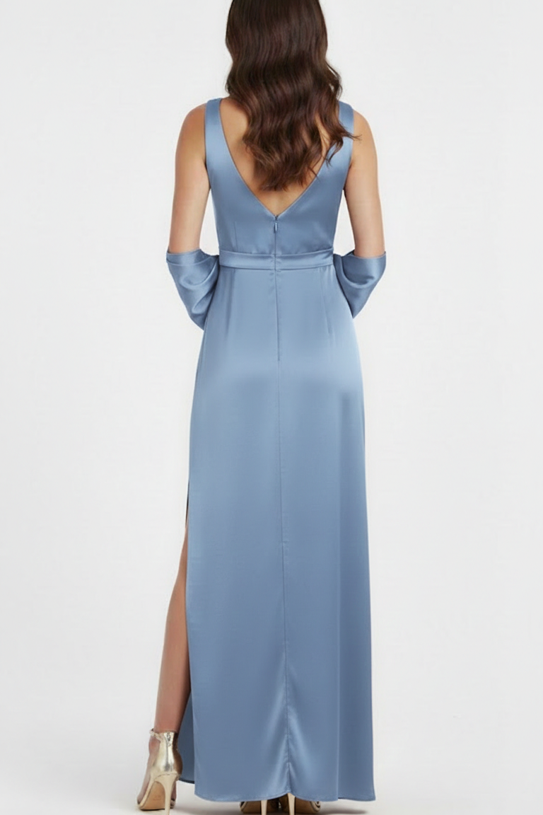 Abito con spacco e scollo a cuore JC35424 INDACO MARICLA ELEGANCE 