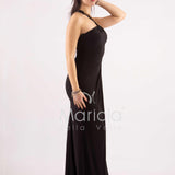 abito lungo drappeggiato catena ANT3225Y NERO ANTILLE ELEGANCE 