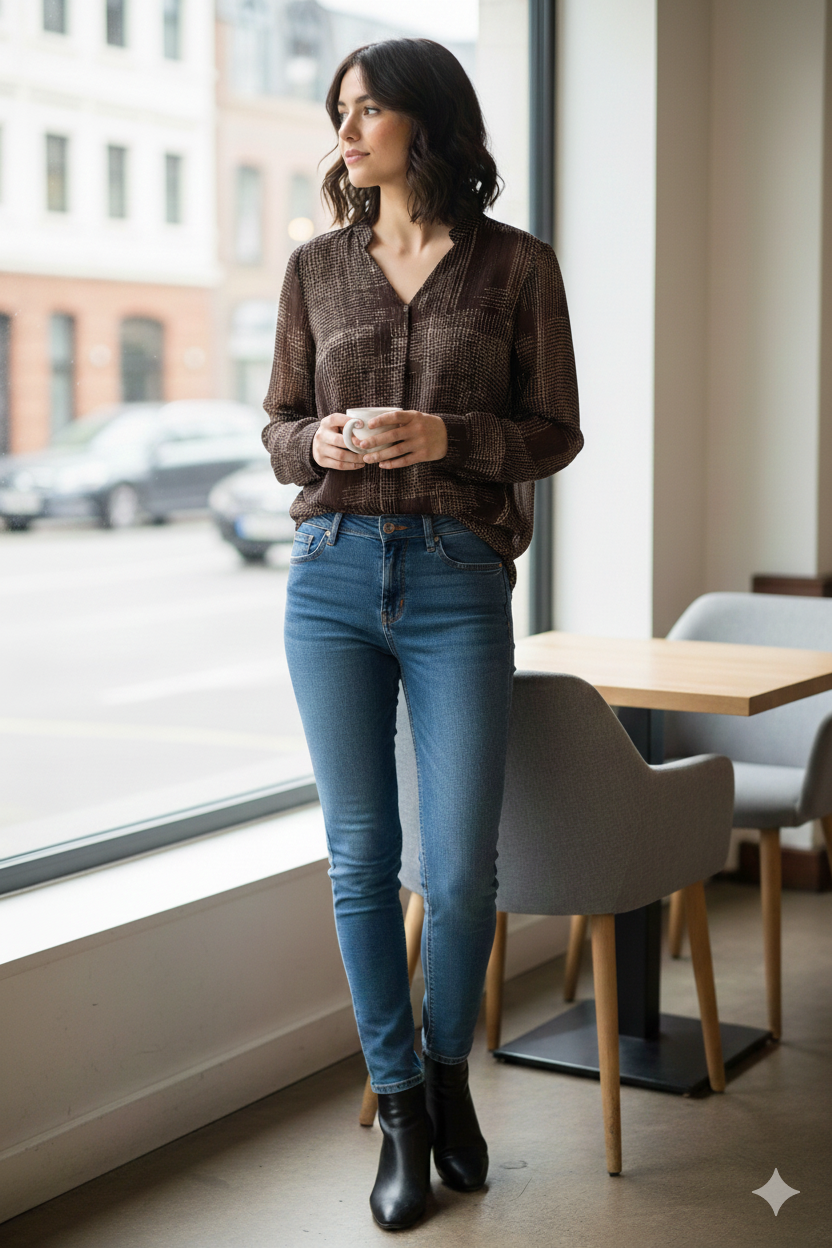 camicia blusa fantasia CS148153 MORO MARICLA 