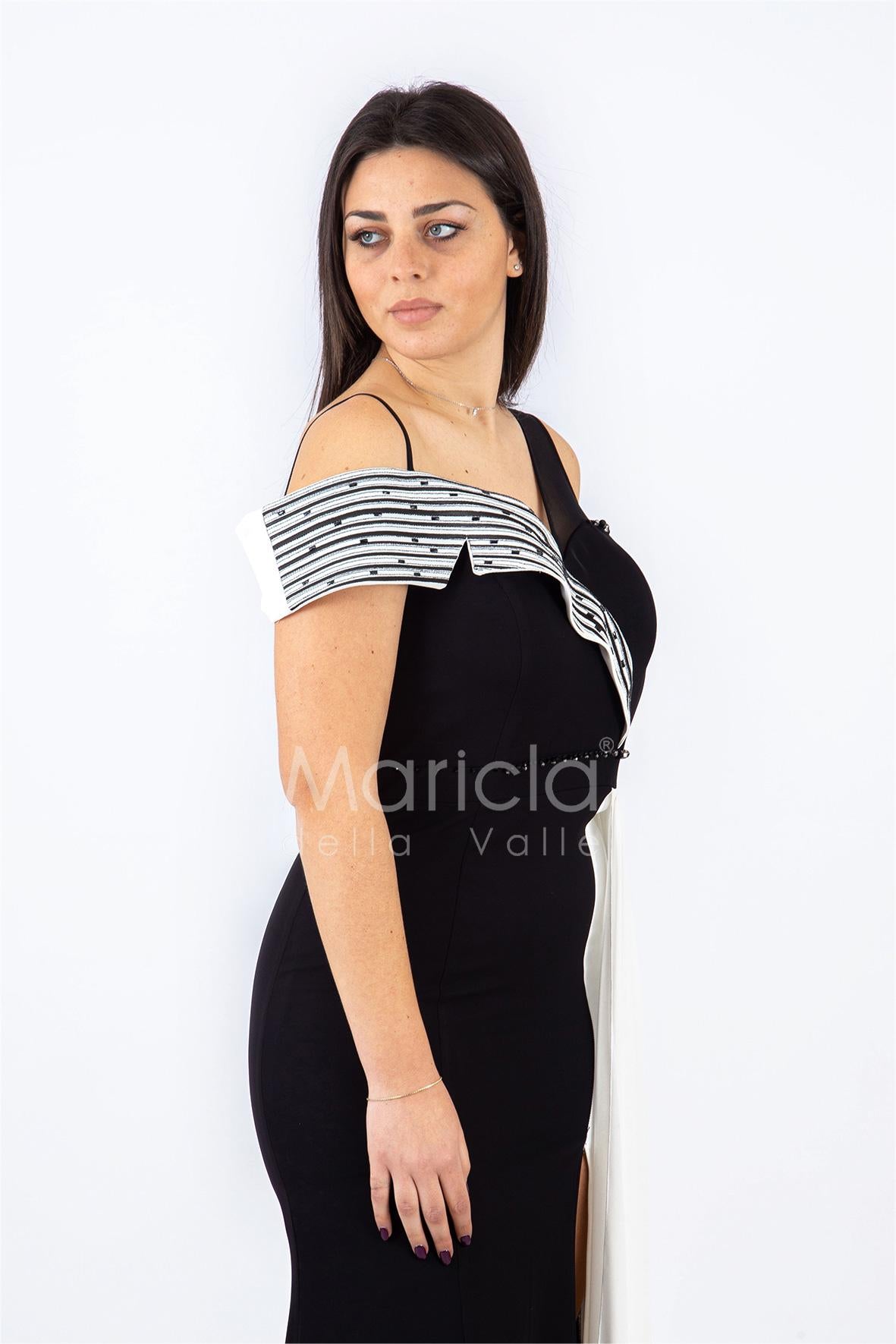 lungo bicol.lato strass PF601 NERO PAOLA FORTI 