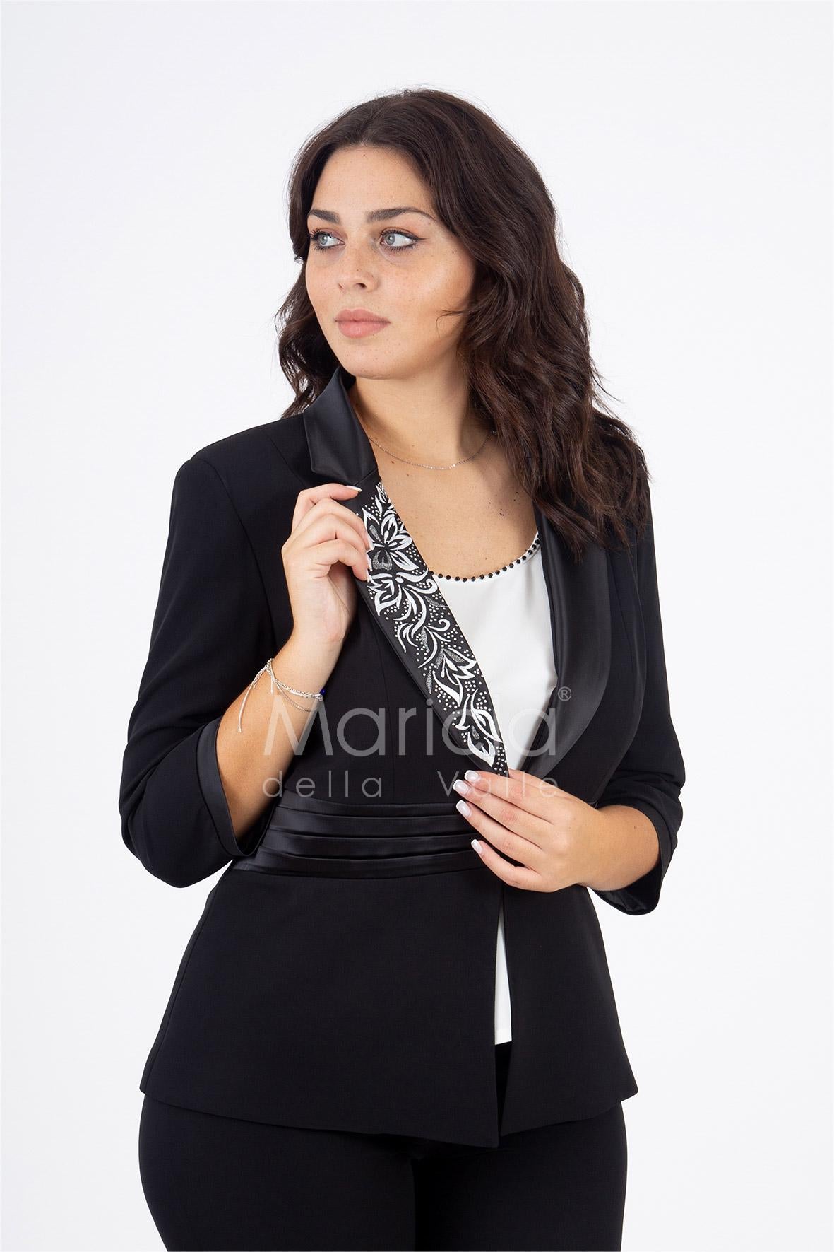 tailleur 3pz ricamo PF400TP NERO/BIANCO PAOLA FORTI 