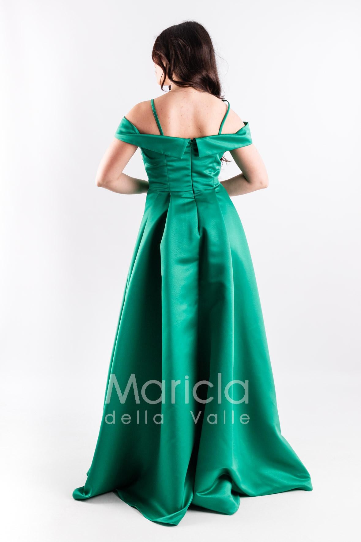 abito lungo con triangolo pietre JC35147 VERDE MARICLA ELEGANCE 
