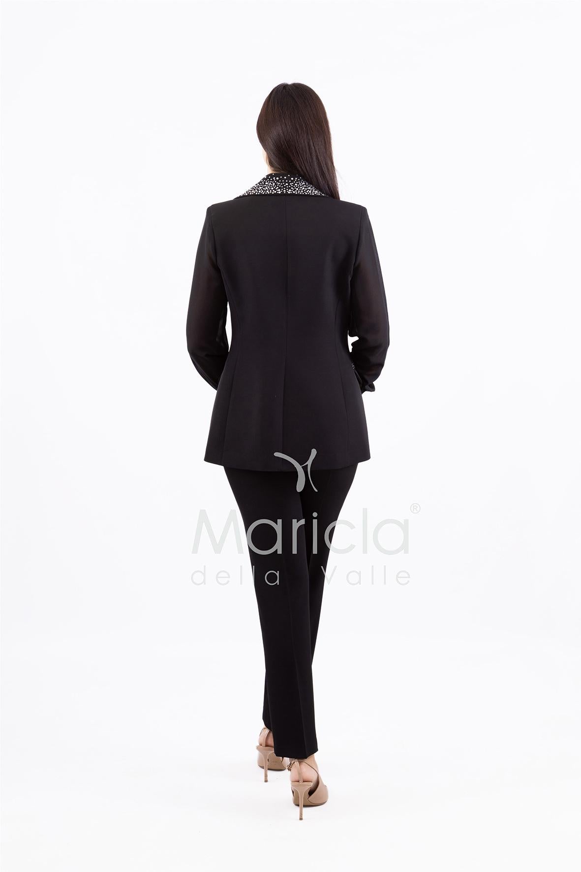 tailleur 3 pezzi pioggia strass SH727TP NERO SHARON 