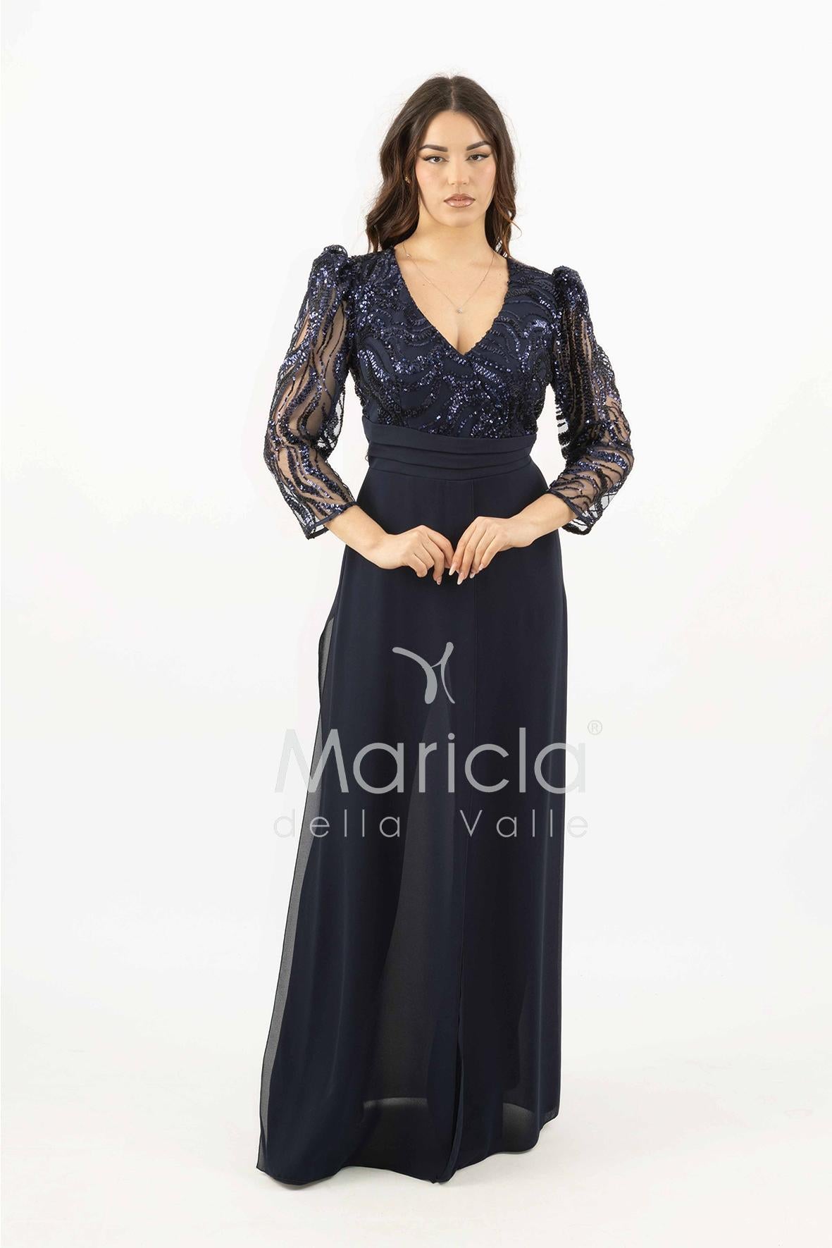 tuta con manica paiette SH905TU BLU SHARON 