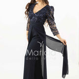 tuta con manica paiette SH905TU BLU SHARON 