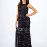 lungo paiette sirena RG4239 NERO GIGLI CERIMONIA 