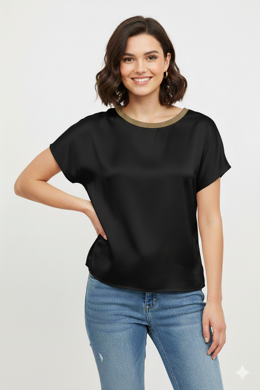 casacca mezza manica lurex ROMI2638 NERO MARICLA 