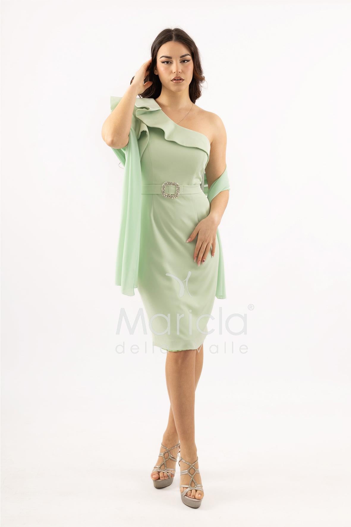 abito midi monospalla cintura gioiello SH841AC MENTA SHARON 