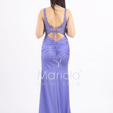 Abito lungo con corpette in pizzo e paillettes ANT25020XJ INDACO ANTILLE ELEGANCE 