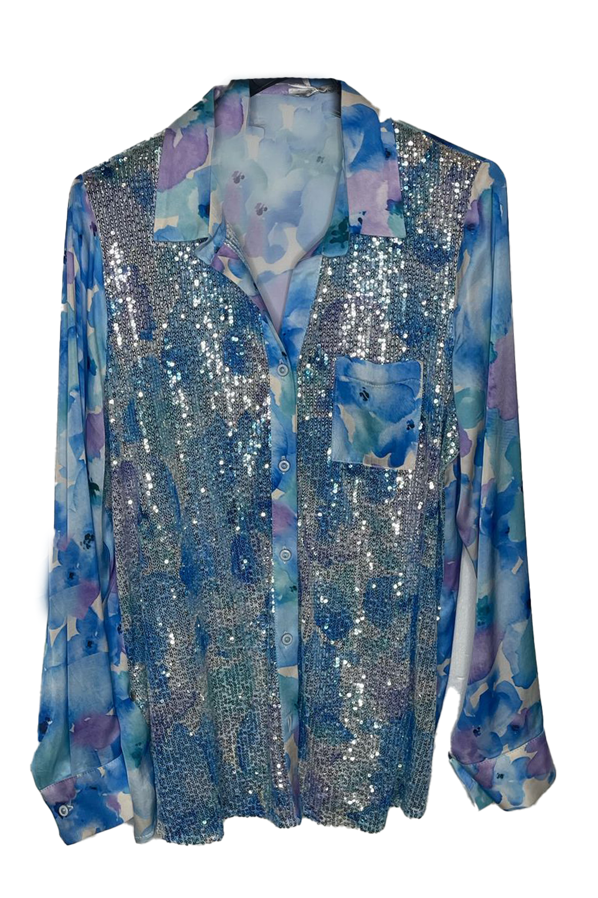 camicia paillettes e fantasia ZILLI TURCHESE MARICLA 