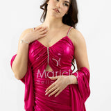 abito lungo drappeggiato effetto bagnato JC35251 FUCSIA MARICLA ELEGANCE 