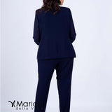 tailleur con ricamo PF3120/22 BLU PAOLA FORTI 
