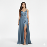 Abito lungo con spacco JC35456 INDACO MARICLA ELEGANCE 