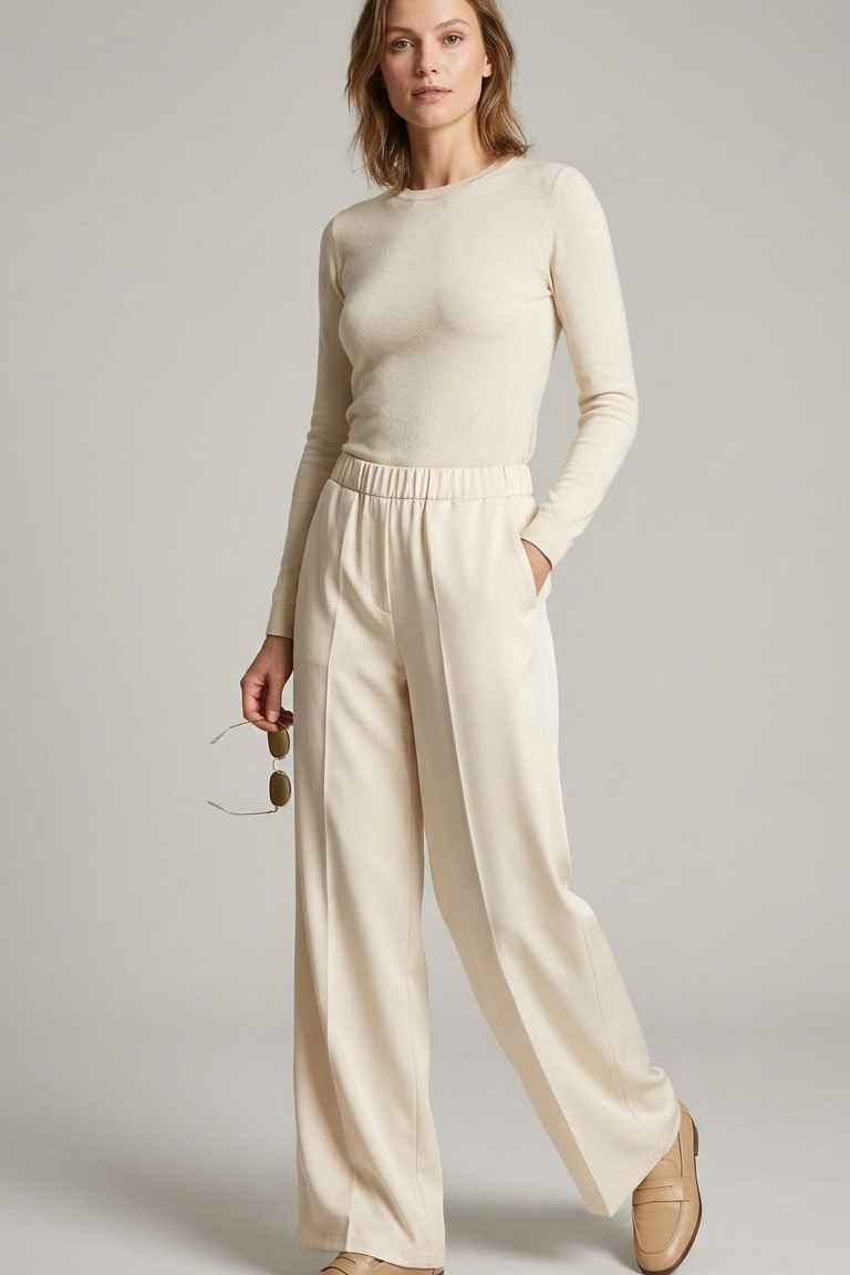 pantalone palazzo tasca PER26106 BURRO MARICLA 